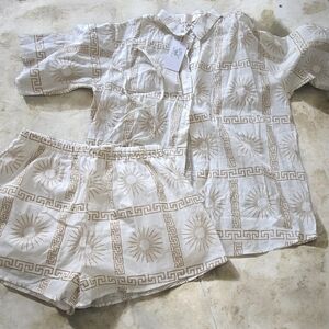 Billy J Shorts Set in Cream and Brown